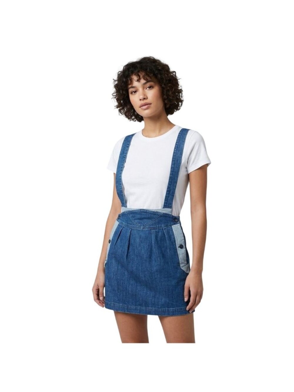 Sass and Bide Denim Suspender Skirt Size 28 Pleated Blue Medium Wash Modern Chic